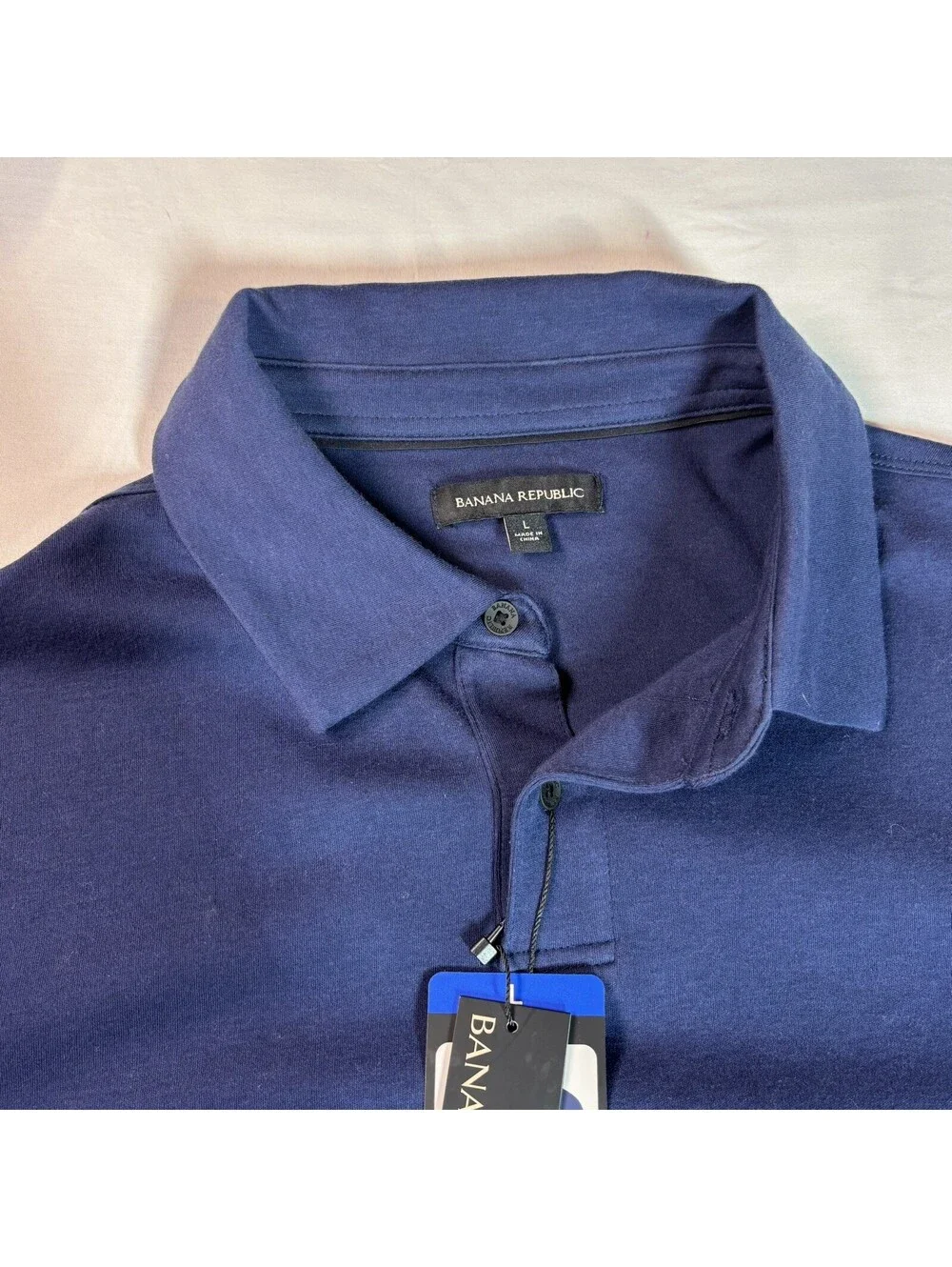 Banana Republic Long Sleeve Blue Luxe Touch Polo - Large- NWT